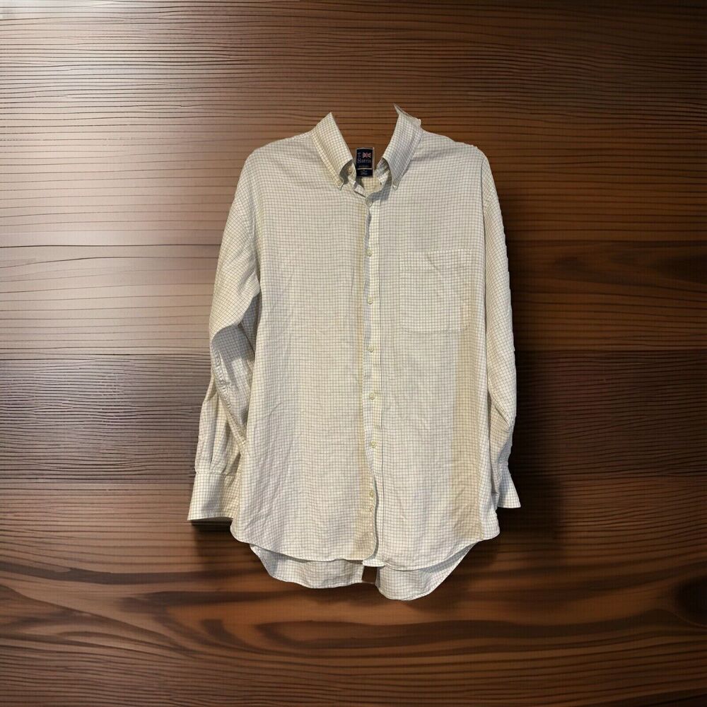 T Harris London Men's16 -32/33 Check Plaid Long Sleeve Button Down Shirt Pocket